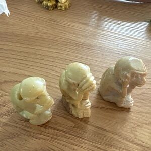 Hand Carved Stone Three Wise Monkeys Figurines – Set of 3